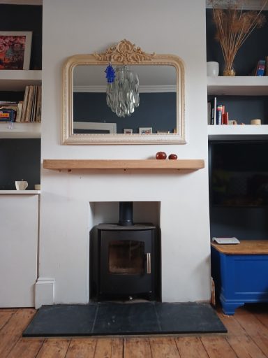 Solid oak floating mantle piece