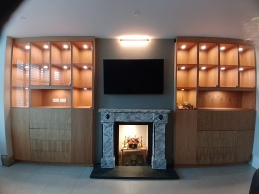 Oak veneer cabinets with LED lighting