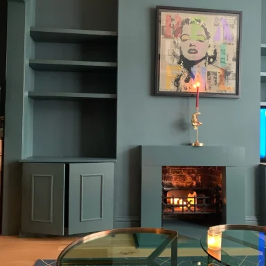 Alcove unit and floating shelves